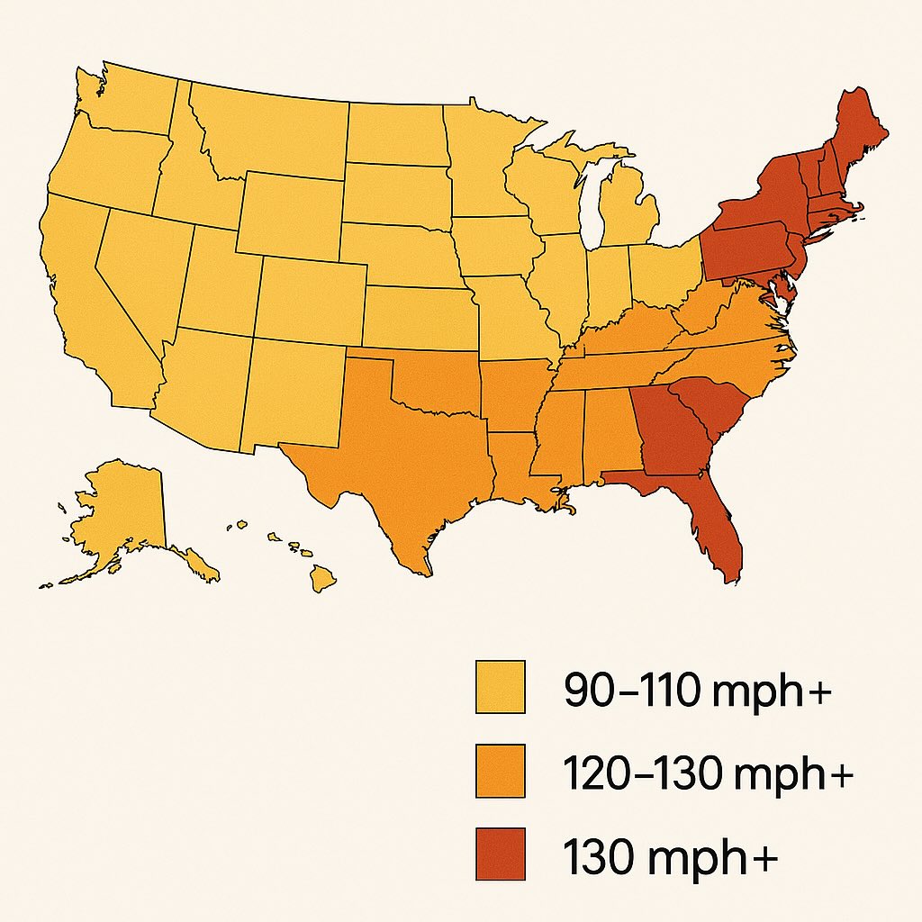 U.S. wind speed design map